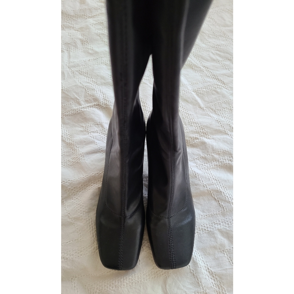 French Connection Faux Leather Over The Knee Square Toe Charli Boots - Picture 8 of 16